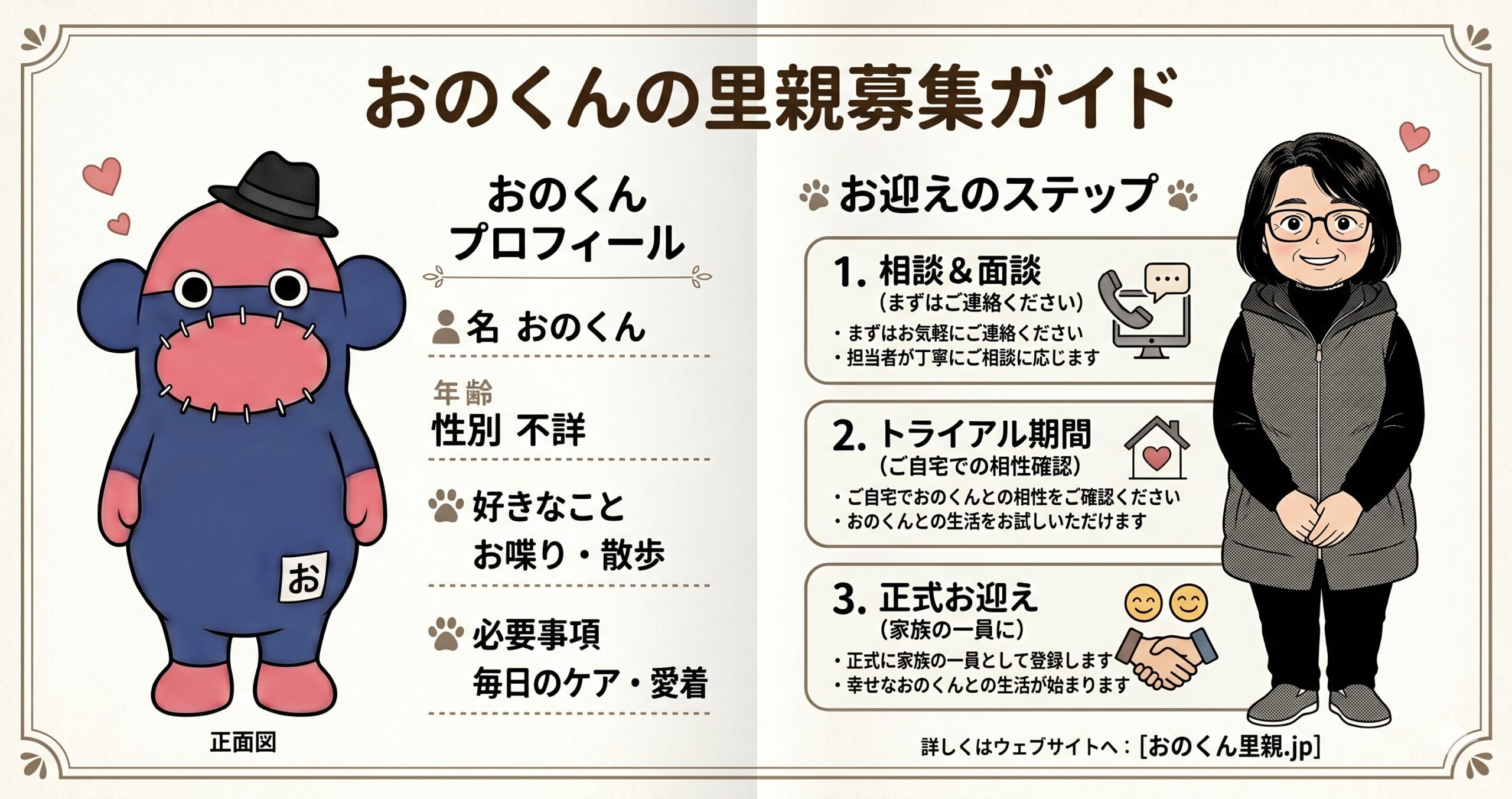 おのくん里親募集ガイド - おのくん公式サイト 東松島ソックスモンキー